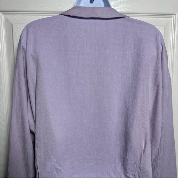 Zara Shirt Womens Small Lavender Front Tie Knot Blouse Crop Lightweight Boho - Picture 10 of 14